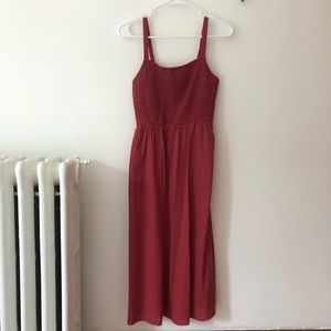 Smocked Fit and Flare Midi Dress